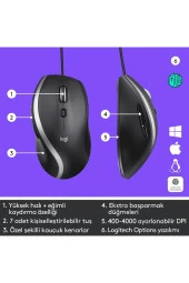 logitech  M500s Gelişmiş Kablolu Mouse Siyah thumbnail 5