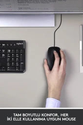 logitech  Mk120 Kablolu Q Tr Siyah Klavye Mouse Seti - Siyah thumbnail 5