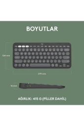 logitech  Pebble Keys 2 K380s Multi-Device Bluetooth Klavye - Grafit 920-011859 thumbnail 4