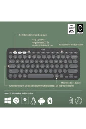 logitech  Pebble Keys 2 K380s Multi-Device Bluetooth Klavye - Grafit 920-011859 thumbnail 5