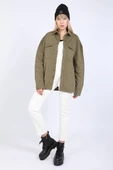 Kadın Oversize Jean Gömlek Haki thumbnail 7