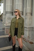 Kadın Oversize Jean Gömlek Haki thumbnail 2