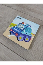 Mini 4 Parça Polis Arabası Puzzle 13 Cm thumbnail 1