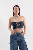 Blue White Kadın Jean Yelek thumbnail 12