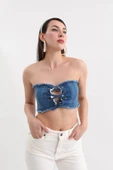 Blue White Kadın Jean Yelek thumbnail 5