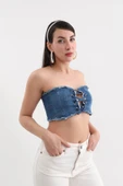 Blue White Kadın Jean Yelek thumbnail 6