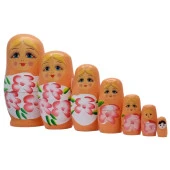 Ahşap Matruşka Bebek Yedili Set Turuncu thumbnail 1