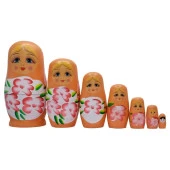 Ahşap Matruşka Bebek Yedili Set Turuncu thumbnail 3