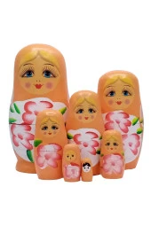 Ahşap Matruşka Bebek Yedili Set Turuncu thumbnail 5