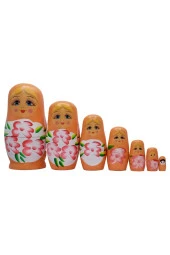 Ahşap Matruşka Bebek Yedili Set Turuncu thumbnail 6