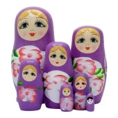 Ahşap Matruşka Bebek Yedili Set Mor thumbnail 2