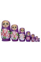 Ahşap Matruşka Bebek Yedili Set Mor thumbnail 7
