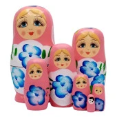 Ahşap Matruşka Bebek Yedili Set Pembe thumbnail 2