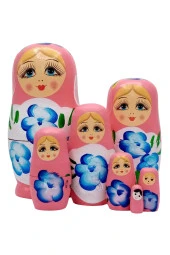 Ahşap Matruşka Bebek Yedili Set Pembe thumbnail 6