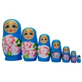 Ahşap Matruşka Bebek Yedili Set Mavi thumbnail 3
