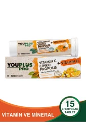 YOUPLUS C Vitamini D Vitamini Çinko Propolis Efervesan 15 Tablet thumbnail 2