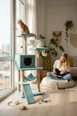 Kedi Tırmalama Platformlu S9 Turkuaz thumbnail 3