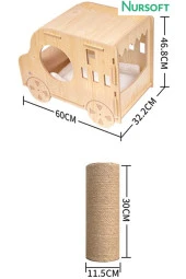 Cat Car Ahşap Araba Kedi Evi Nr-0084 thumbnail 2