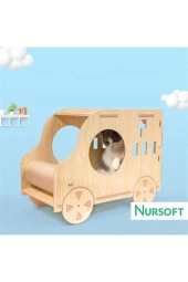 Cat Car Ahşap Araba Kedi Evi Nr-0084 thumbnail 3