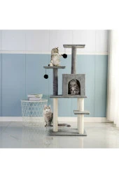 Nursoft NR-0061 Antrasit Double Step Kedi Tırmalama Evi thumbnail 2