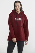 Kapüşonlu İçi Pamuklu Kalın Sweatshirt - Bordo thumbnail 2