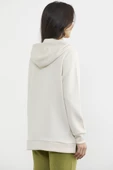 Yarım Fermuarlı Kapüşonlu Sweatshirt - Bej thumbnail 6