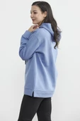 Kapüşonlu İçi Pamuklu Kalın Sweatshirt - Mavi thumbnail 3