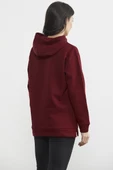 Kapüşonlu İçi Pamuklu Kalın Sweatshirt - Bordo thumbnail 5
