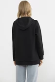 Yarım Fermuarlı Kapüşonlu Sweatshirt - Siyah thumbnail 6
