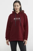 Kapüşonlu İçi Pamuklu Kalın Sweatshirt - Bordo thumbnail 1