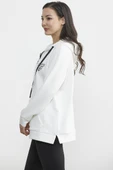 Yarım Fermuarlı Kapüşonlu Sweatshirt - Ekru thumbnail 5