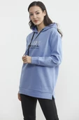 Kapüşonlu İçi Pamuklu Kalın Sweatshirt - Mavi thumbnail 2