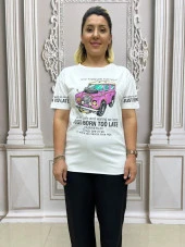Araba Tshirt - BEYAZ thumbnail 5