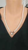 İnci Taşlı 925 Ayar Rose Gümüş Kolye thumbnail 1