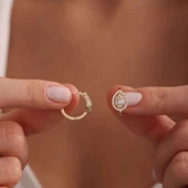 Altın Damla Baget Küpe 1.5 cm thumbnail 1