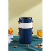 Backpacker Paslanmaz Çelik Yemek Kutusu 1800ML Mavi thumbnail 1