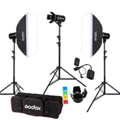 Godox E250 3'lü Paraflaş Set + Çekim Çadırı 60x60 cm thumbnail 3