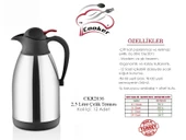 Cooker CKR2036 2.5 Litre Çift Katlı Paslanmaz Çelik Termos thumbnail 5