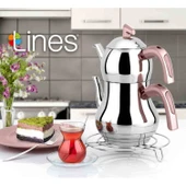 Lines Şahmeran Orta Boy Soft Kulp Çelik Çaydanlık - Rose thumbnail 2