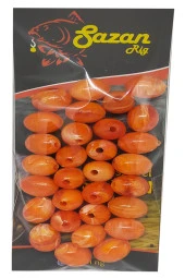 Oval Boncuk Ebruli Kırmızı 14 Mm (Dar Delik) thumbnail 1