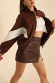 Kahverengi Fermuarlı Şardonlu Bayan Sweat thumbnail 1