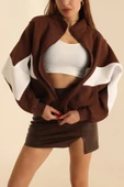 Kahverengi Fermuarlı Şardonlu Bayan Sweat thumbnail 3