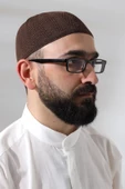 Kahve Safir Dantel Detaylı Örme Namaz Takkesi thumbnail 2