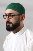 Yeşil Safir Dantel Detaylı Örme Namaz Takkesi thumbnail 1