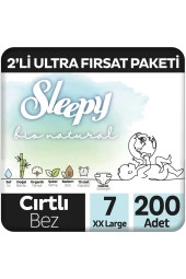Sleepy Bio Natural 2'Li Ultra Fırsat Paketi Bebek Bezi 7 Numara Xxlarge 200 Adet thumbnail 1