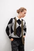 Peraluna CLOVER TIE Kadın Triko Kravat - Yeşil thumbnail 3