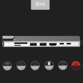 8 Port bir arada multifunction adaptör  dönüştürücü çok işlevli adaptör thumbnail 4