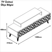 Variant Mobilya City Tv Ünitesi - Ceviz / Mavi thumbnail 4