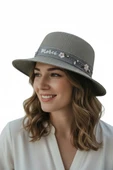Çiçek Şeritli Kadın Şapka gri 1297 thumbnail 1