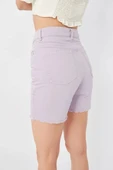 Kadın Basic Paçası Kesik Jen Şort Lila thumbnail 6